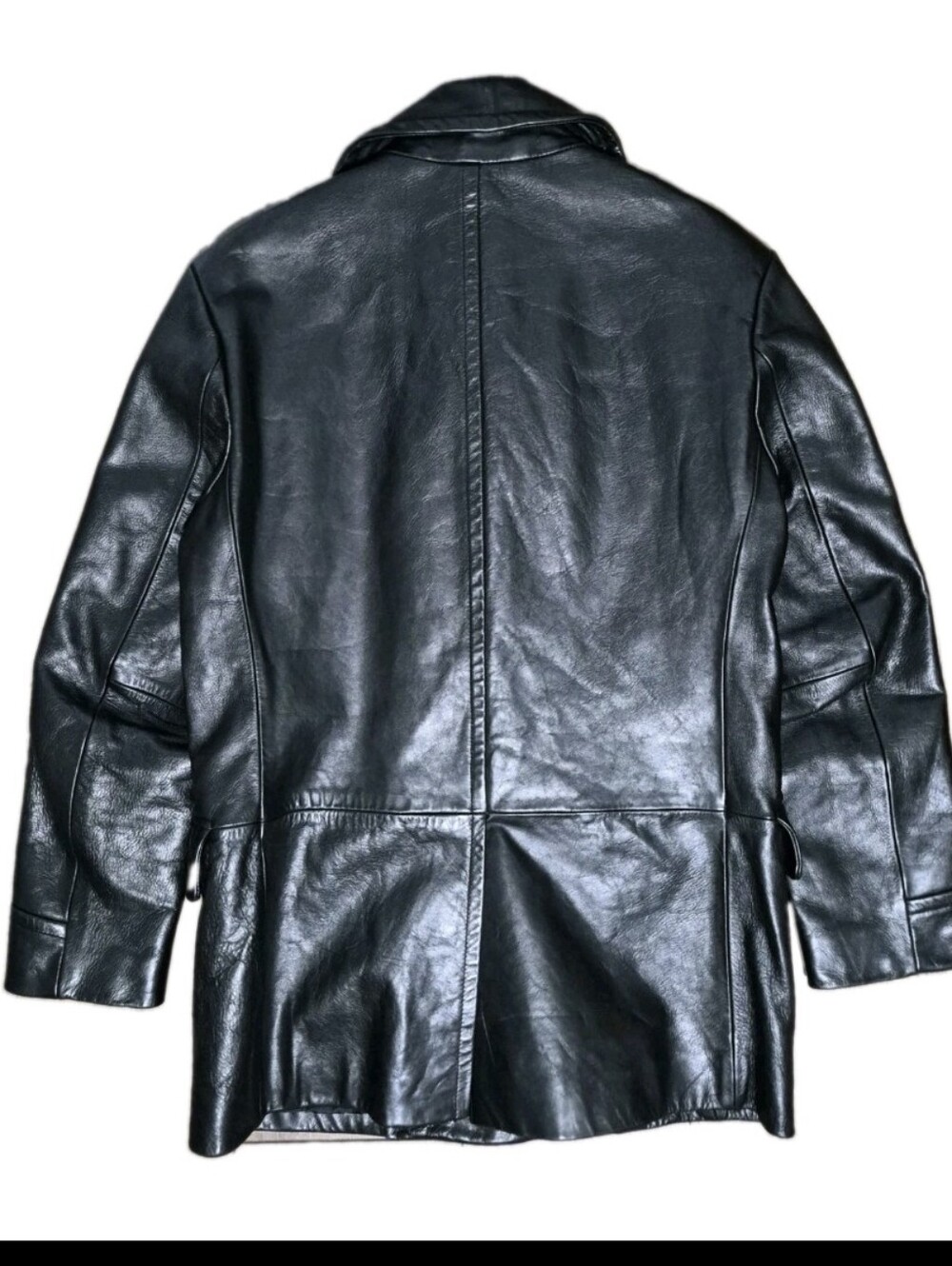 Banana Republic Men's Double-Breasted Leather Pea Coat in Black Size M. - Picture 5 of 11